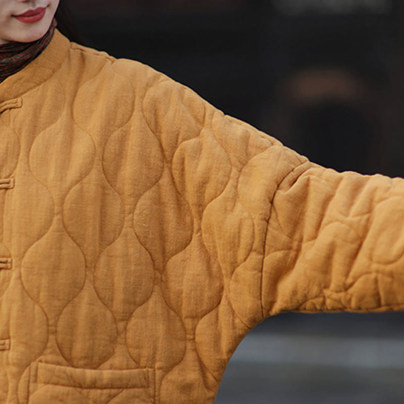 Buddha Stones冬用 カーブライン カエルボタン ラミーコットン 長袖 レディース サーマルジャケット ポケット付き - image 12