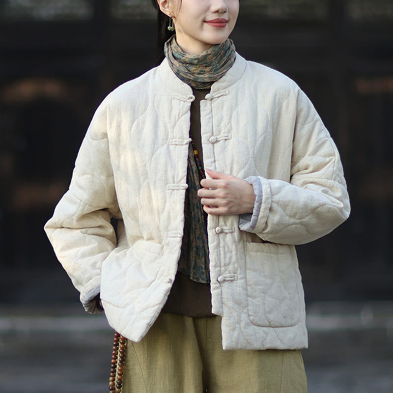 Buddha Stones冬用 カーブライン カエルボタン ラミーコットン 長袖 レディース サーマルジャケット ポケット付き - image 15