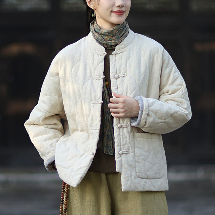 Buddha Stones冬用 カーブライン カエルボタン ラミーコットン 長袖 レディース サーマルジャケット ポケット付き - image 15