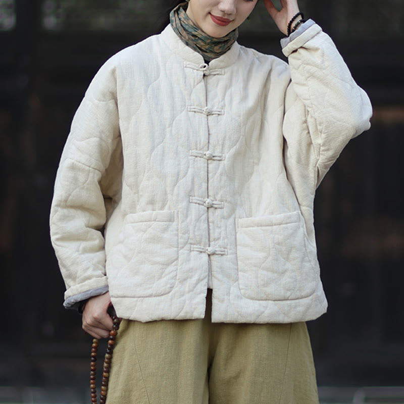 Buddha Stones冬用 カーブライン カエルボタン ラミーコットン 長袖 レディース サーマルジャケット ポケット付き - image 21