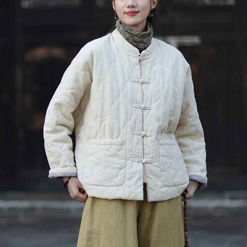 Buddha Stones冬用 カーブライン カエルボタン ラミーコットン 長袖 レディース サーマルジャケット ポケット付き - image 22