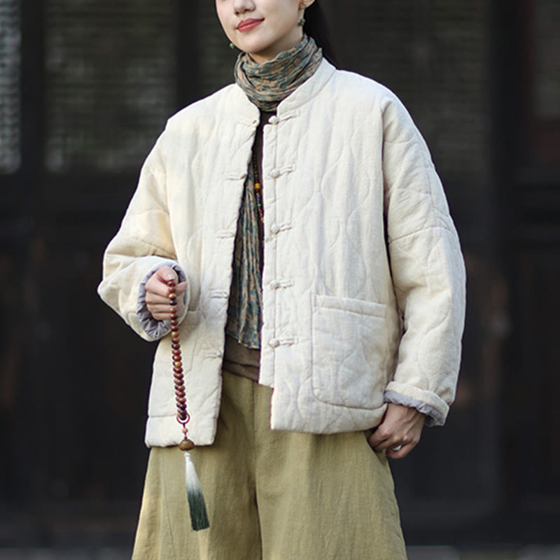 Buddha Stones冬用 カーブライン カエルボタン ラミーコットン 長袖 レディース サーマルジャケット ポケット付き - image 25