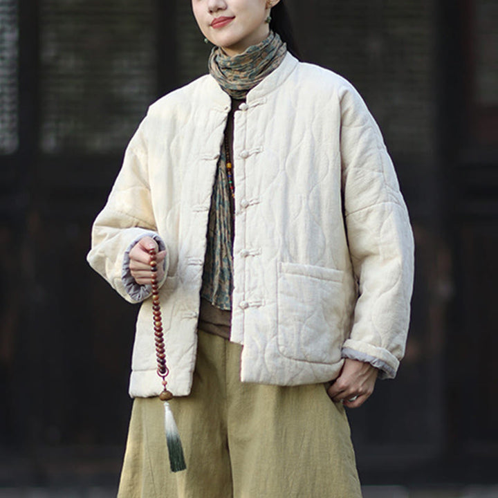 Buddha Stones冬用 カーブライン カエルボタン ラミーコットン 長袖 レディース サーマルジャケット ポケット付き - image 25