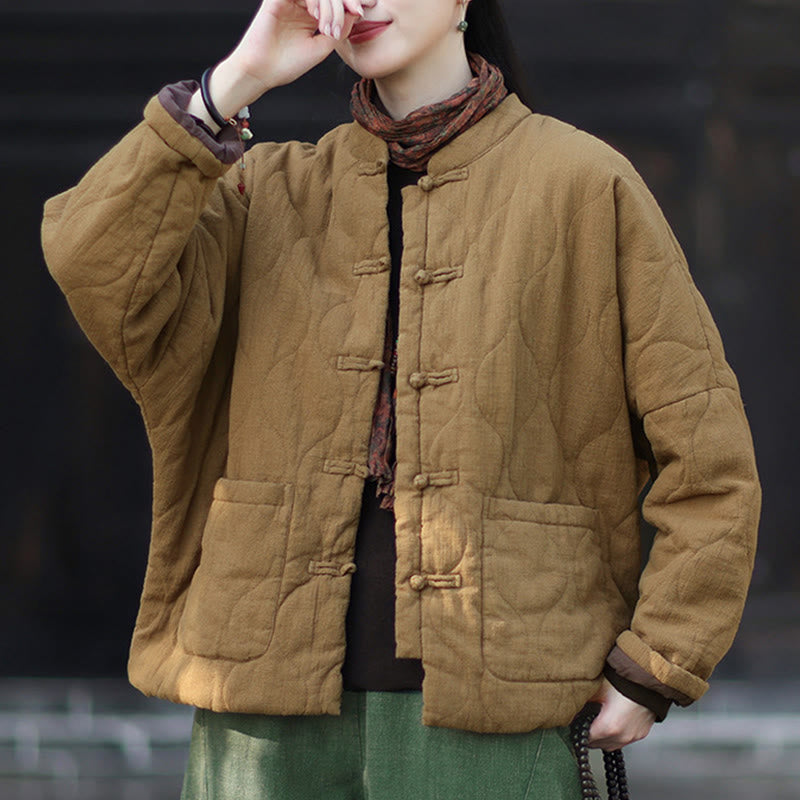 Buddha Stones冬用 カーブライン カエルボタン ラミーコットン 長袖 レディース サーマルジャケット ポケット付き - image 33