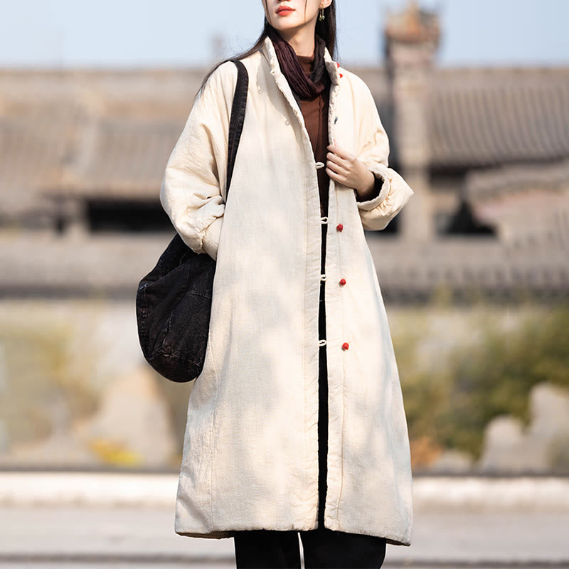 Buddha Stones冬用 無地 フロッグボタン ラミーコットン レディース 長袖 保温コート ポケット付き - image 8