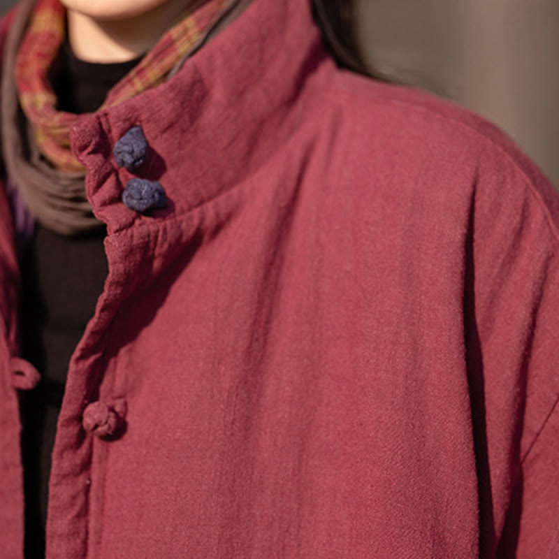 Buddha Stones冬用 無地 フロッグボタン ラミーコットン レディース 長袖 保温コート ポケット付き - image 22