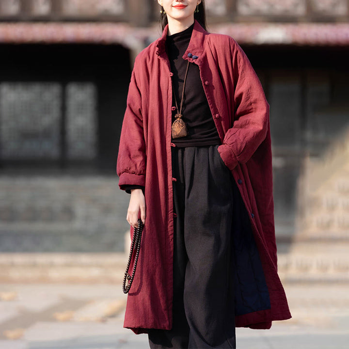 Buddha Stones冬用 無地 フロッグボタン ラミーコットン レディース 長袖 保温コート ポケット付き - image 15