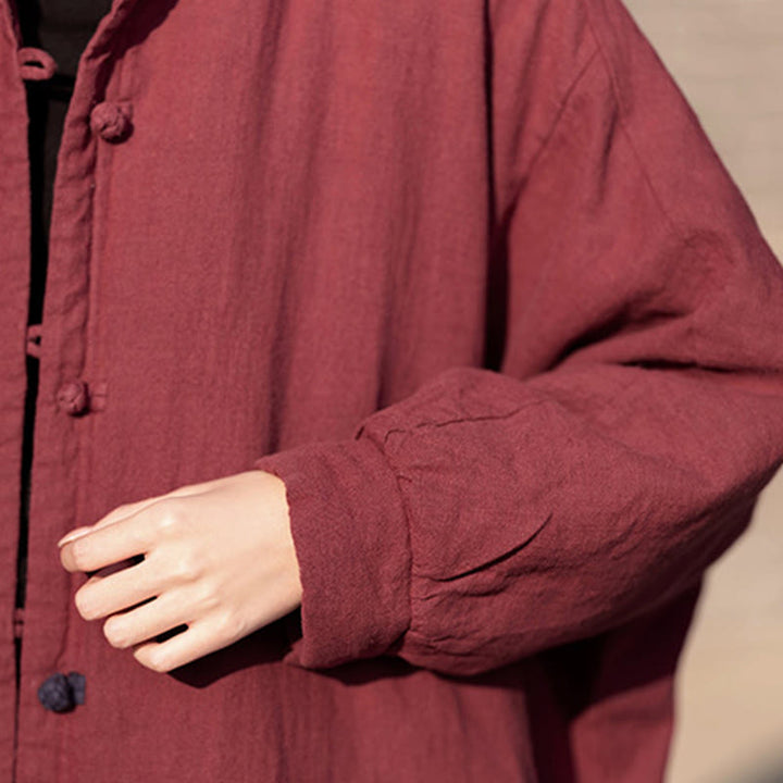 Buddha Stones冬用 無地 フロッグボタン ラミーコットン レディース 長袖 保温コート ポケット付き - image 23