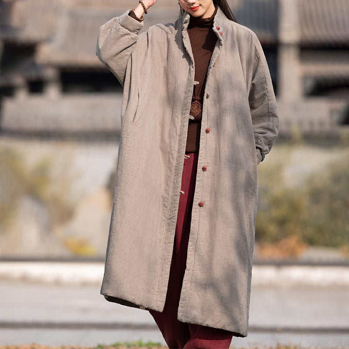 Buddha Stones冬用 無地 フロッグボタン ラミーコットン レディース 長袖 保温コート ポケット付き - image 29