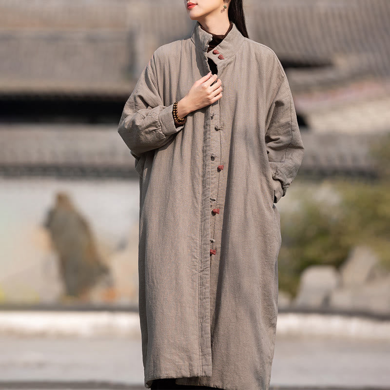 Buddha Stones冬用 無地 フロッグボタン ラミーコットン レディース 長袖 保温コート ポケット付き - image 30