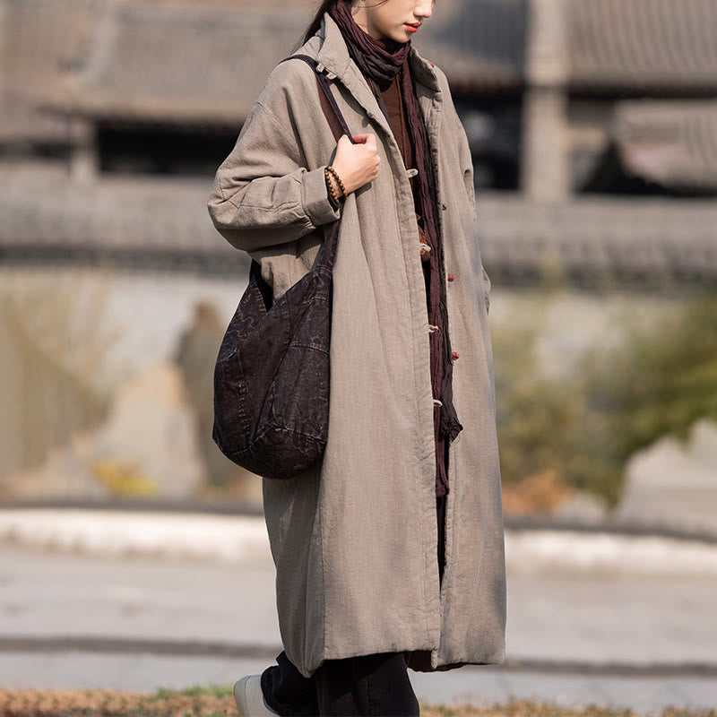 Buddha Stones冬用 無地 フロッグボタン ラミーコットン レディース 長袖 保温コート ポケット付き - image 26