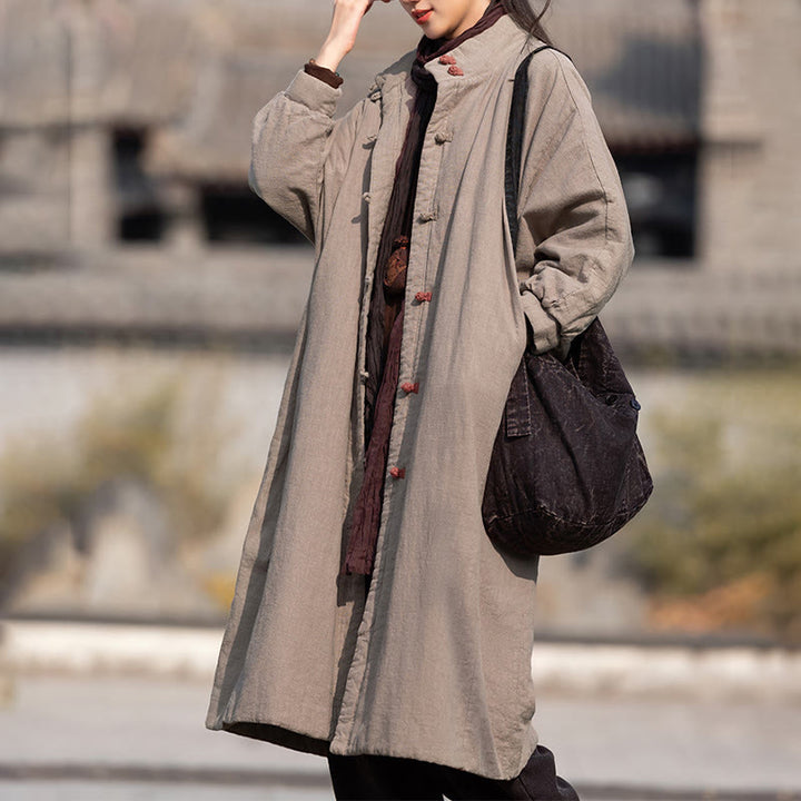 Buddha Stones冬用 無地 フロッグボタン ラミーコットン レディース 長袖 保温コート ポケット付き - image 31