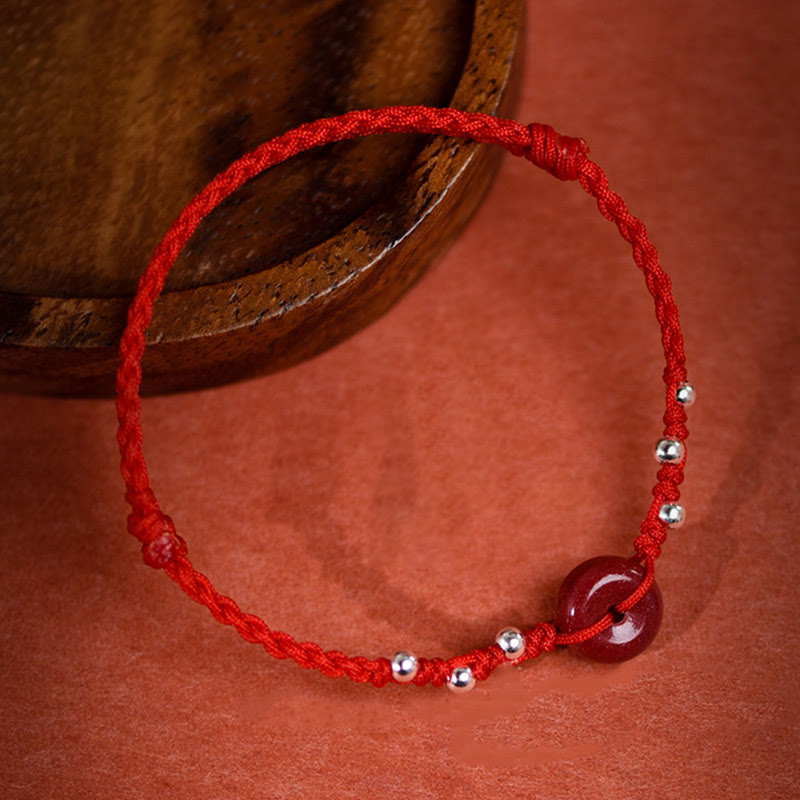 Buddha Stones辰砂平和のお守りチャームハンドメイド 紐 調節可能良縁祈願ブレスレット アンクレット - image 2
