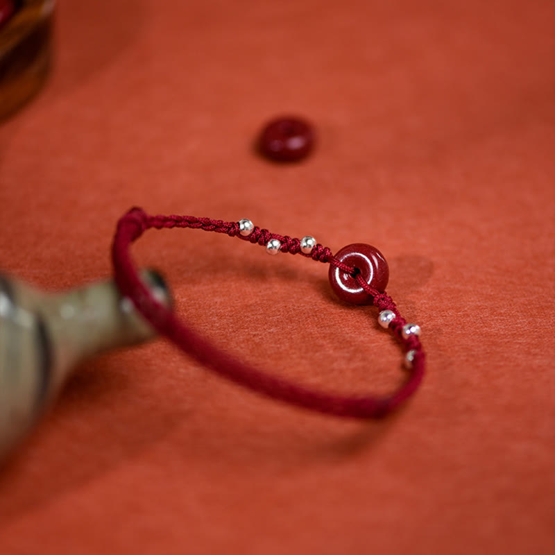 Buddha Stones辰砂平和のお守りチャームハンドメイド 紐 調節可能良縁祈願ブレスレット アンクレット - image 15