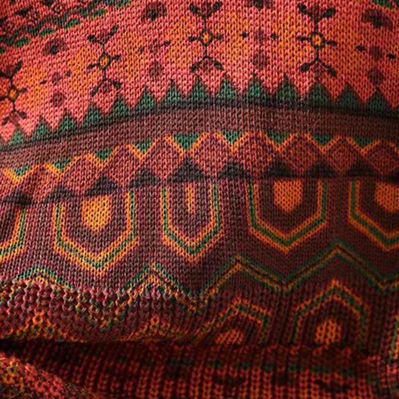 Buddha Stones秋 ストライプ 幾何学模様 花柄 コットン レディース 長袖 プルオーバー ニット パーカー - image 10