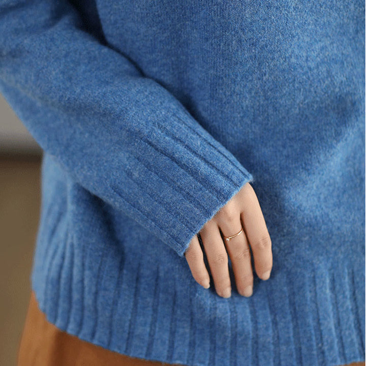 Buddha Stones冬用クルーネック 暖かい 長袖 レディース コットン ニットセーター - image 4