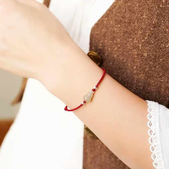 Buddha Stonesひょうたん和田翡翠赤紐豊かさブレスレットアンクレット - image 5