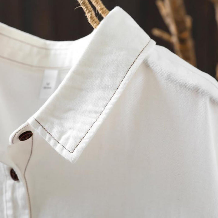 Buddha Stonesの秋ボタンダウンポケット装飾デザインレディーススタンドカラー長袖コットンシャツ - image 5