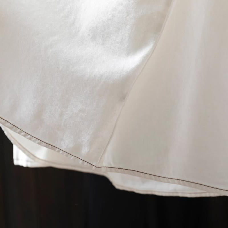 Buddha Stonesの秋ボタンダウンポケット装飾デザインレディーススタンドカラー長袖コットンシャツ - image 8