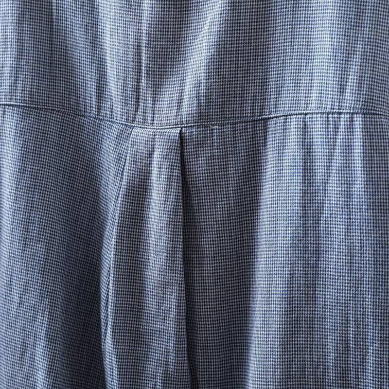 Buddha Stones秋冬 スモールチェック柄 ボタンダウン フリルカラー 長袖 レディース コットンシャツ - image 6