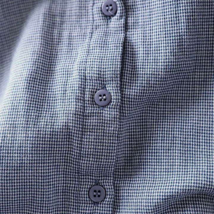 Buddha Stones秋冬 スモールチェック柄 ボタンダウン フリルカラー 長袖 レディース コットンシャツ - image 7