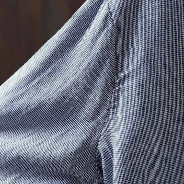 Buddha Stones秋冬 スモールチェック柄 ボタンダウン フリルカラー 長袖 レディース コットンシャツ - image 8