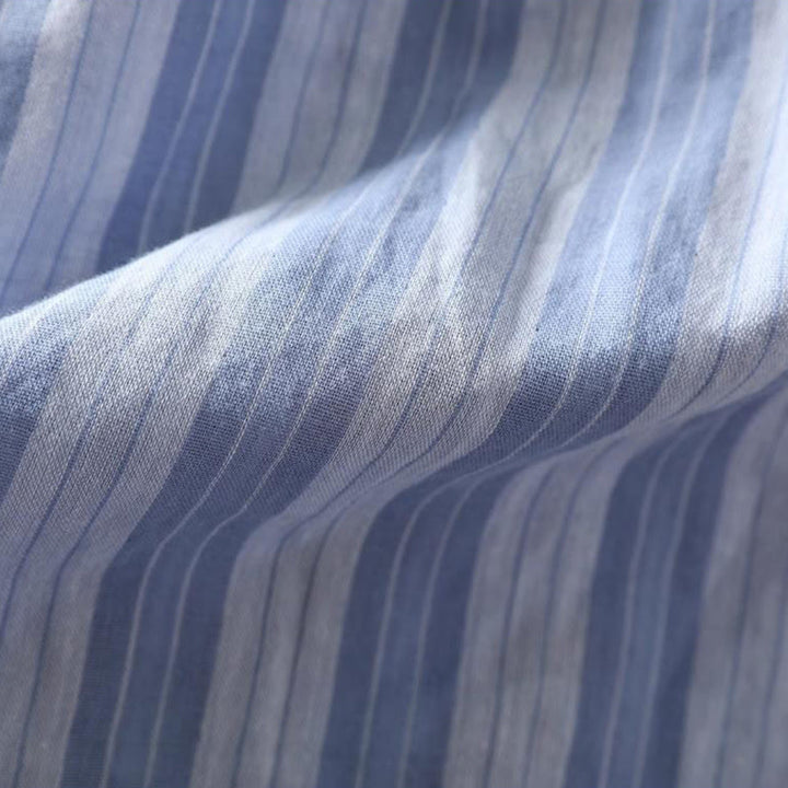 Buddha Stones秋 縦縞 ボタンダウン スタンドカラー 長袖 レディース コットンシャツ - image 11