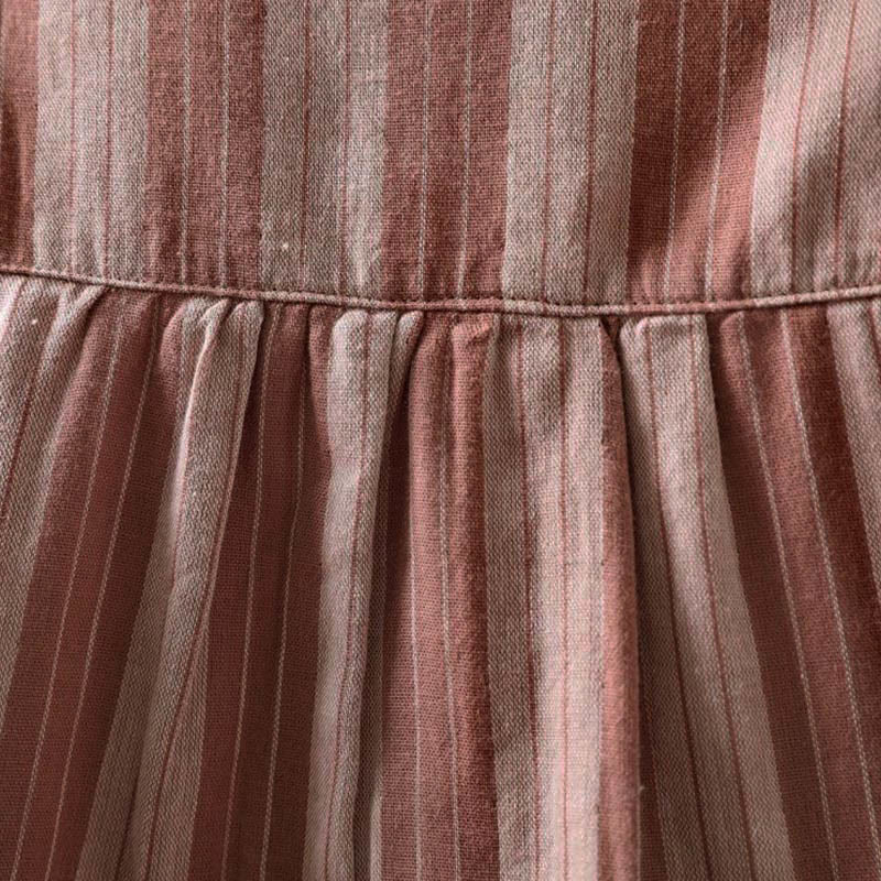 Buddha Stones秋 縦縞 ボタンダウン スタンドカラー 長袖 レディース コットンシャツ - image 19