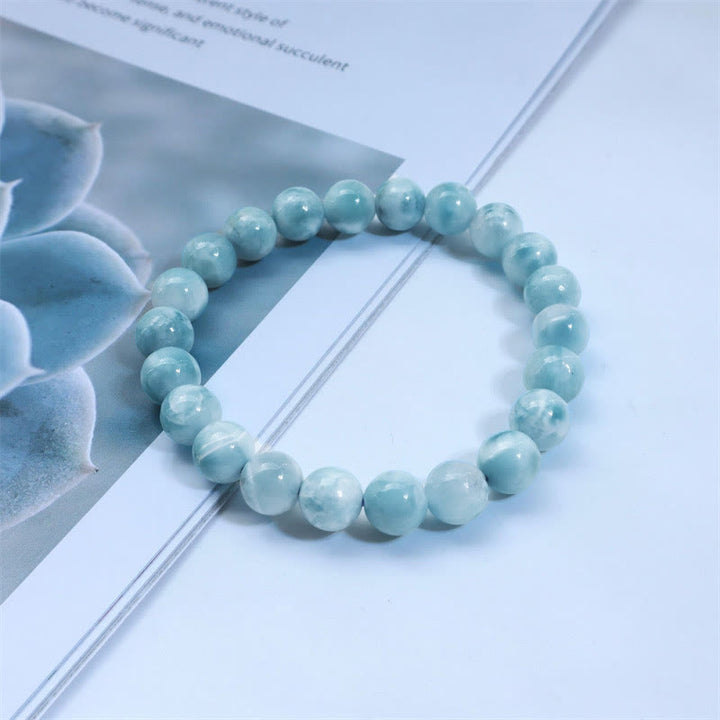 Buddha Stones天然ラリマーの知恵と自信のブレスレット - グレードB - 14mm（手首周り14～16cm） - image 10