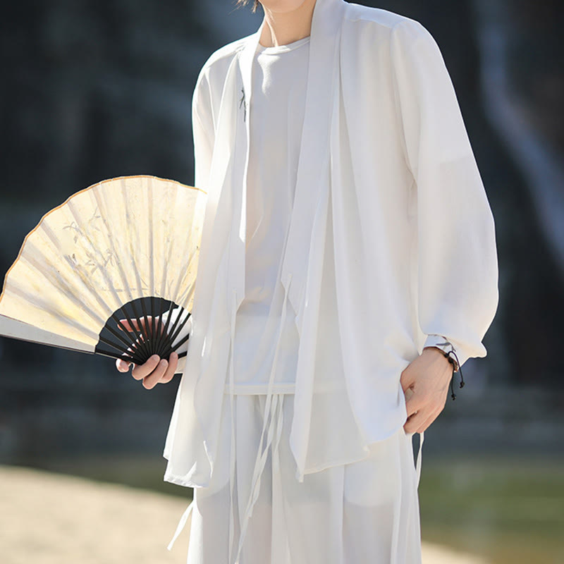 Buddha Stones 2点セット 秋 編み上げ 竹刺繍 コットン 着物 アンクル丈パンツ ポケット付き メンズ 瞑想用 布セット - image 12