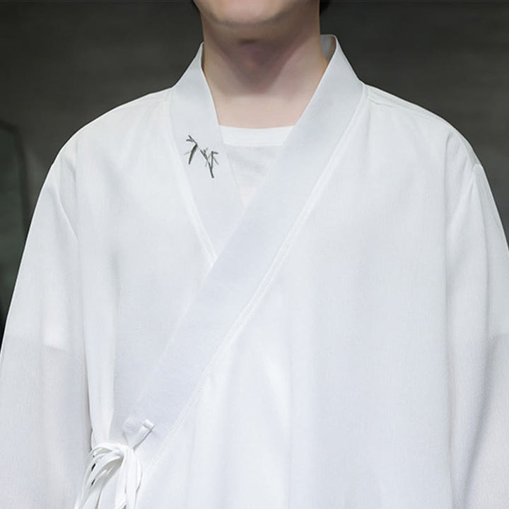 Buddha Stones 2点セット 秋 編み上げ 竹刺繍 コットン 着物 アンクル丈パンツ ポケット付き メンズ 瞑想用 布セット - image 16