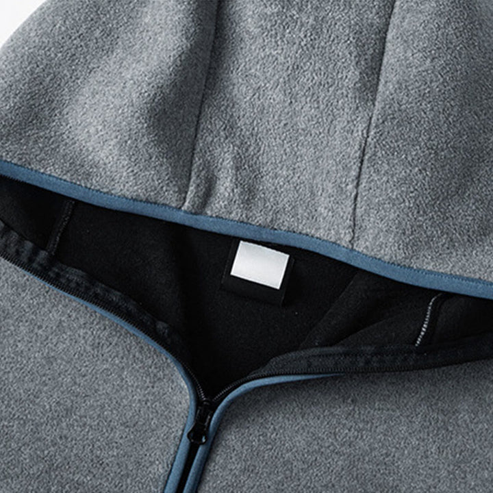 Buddha Stones秋冬 ジッパーデザイン フリース裏地 長袖 コットン メンズ パーカー - image 2