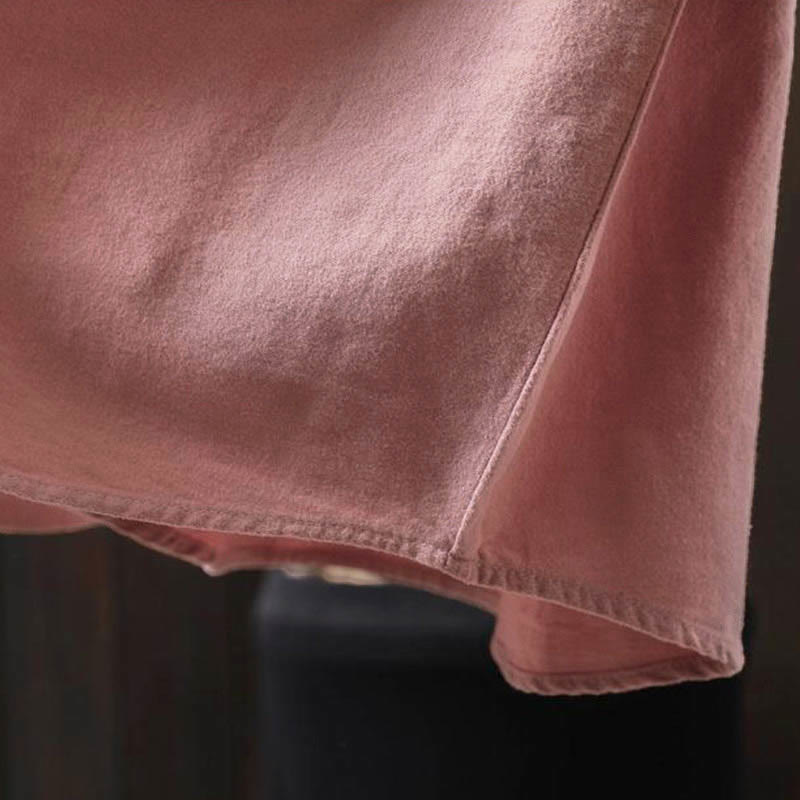 Buddha Stones秋冬 無地 ボタンダウン スタンドカラー 長袖 レディース コットンシャツ - image 15