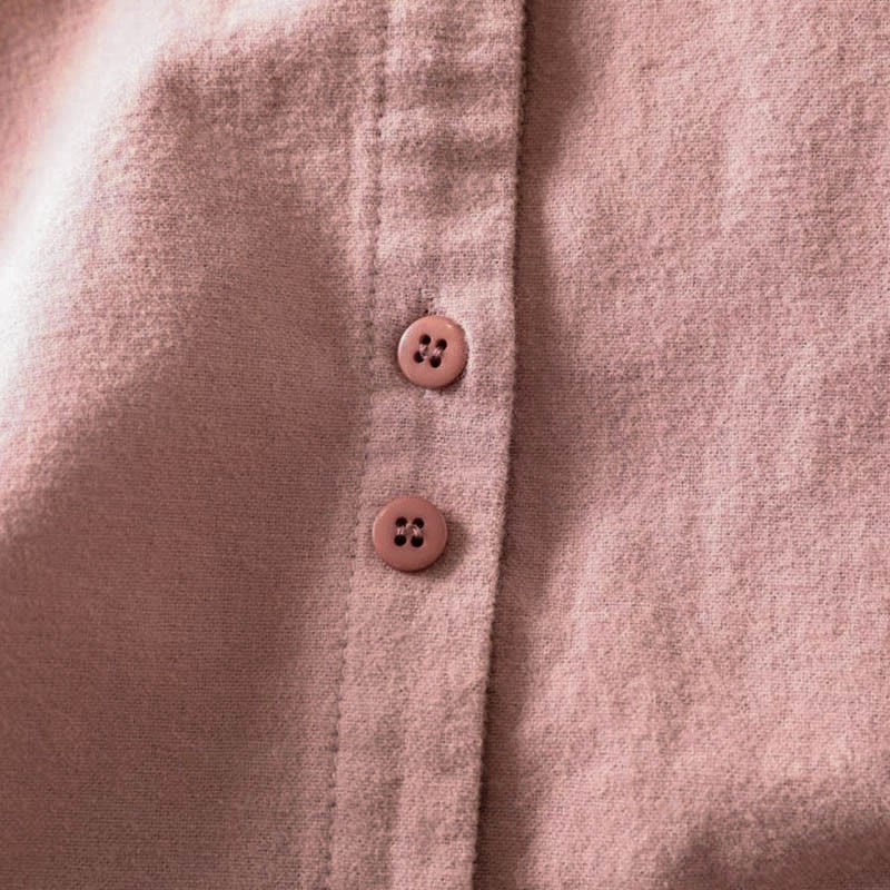 Buddha Stones秋冬 無地 ボタンダウン スタンドカラー 長袖 レディース コットンシャツ - image 11