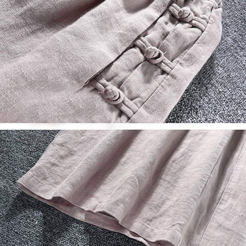 Buddha Stonesカジュアル フロッグボタン ハイウエスト ワイドレッグパンツ ポケット付き - image 7