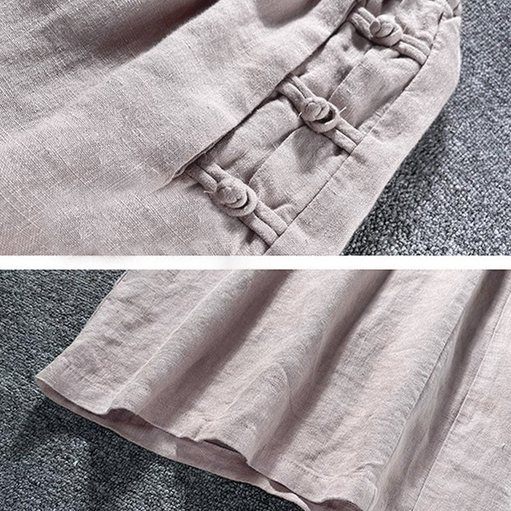 Buddha Stonesカジュアル フロッグボタン ハイウエスト ワイドレッグパンツ ポケット付き - image 7