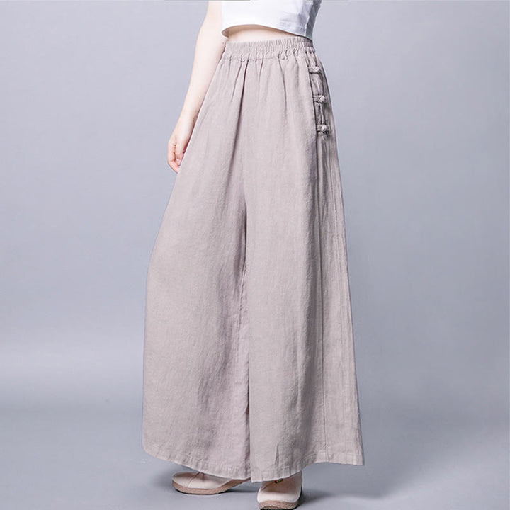 Buddha Stonesカジュアル フロッグボタン ハイウエスト ワイドレッグパンツ ポケット付き - image 2