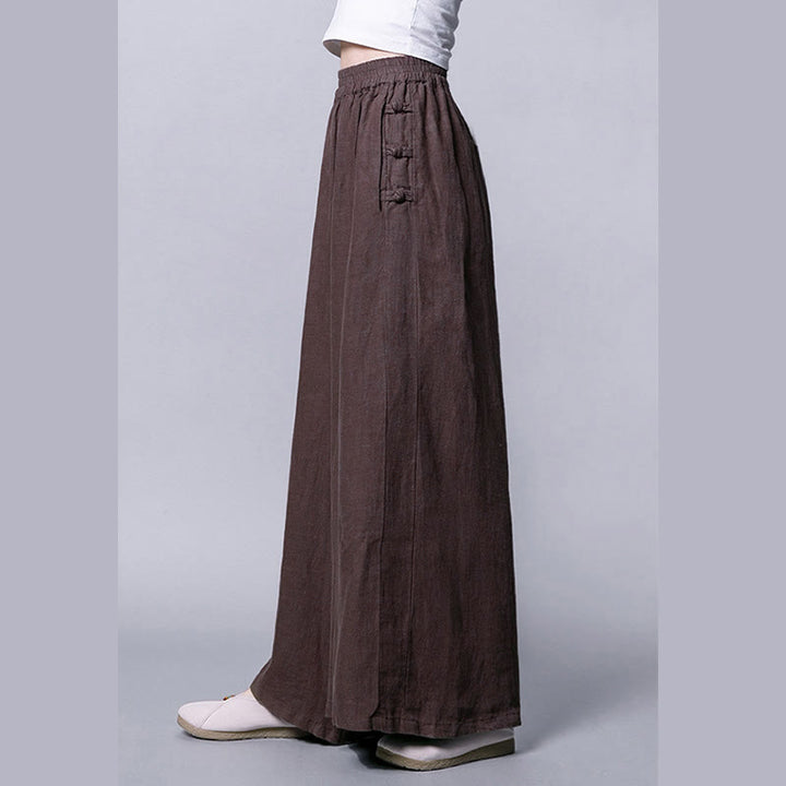 Buddha Stonesカジュアル フロッグボタン ハイウエスト ワイドレッグパンツ ポケット付き - image 11