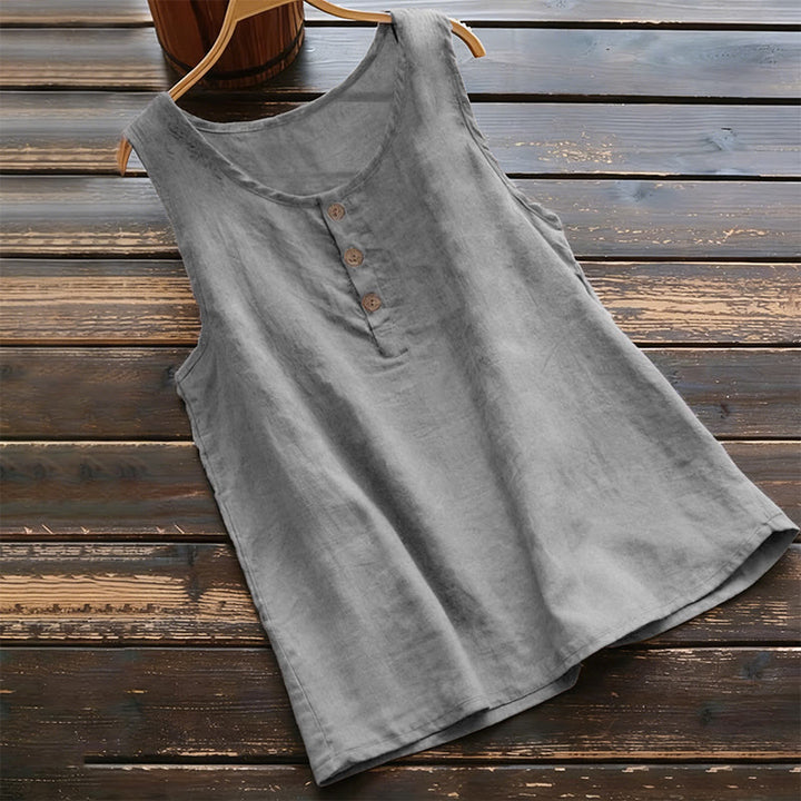 Buddha Stonesサマー ピュアカラー クルーカラー ボタン レディース ベスト ジレ - グレー - US18、 UK/AU22、 EU50 (5XL) - image 2