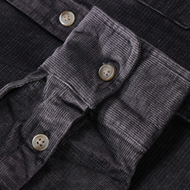 Buddha Stonesカジュアルコーデュロイ無地メンズ長袖コットン厚手ジャケット ポケット付き - image 4