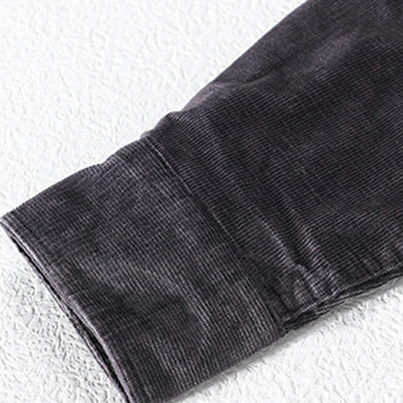 Buddha Stonesカジュアルコーデュロイ無地メンズ長袖コットン厚手ジャケット ポケット付き - image 3