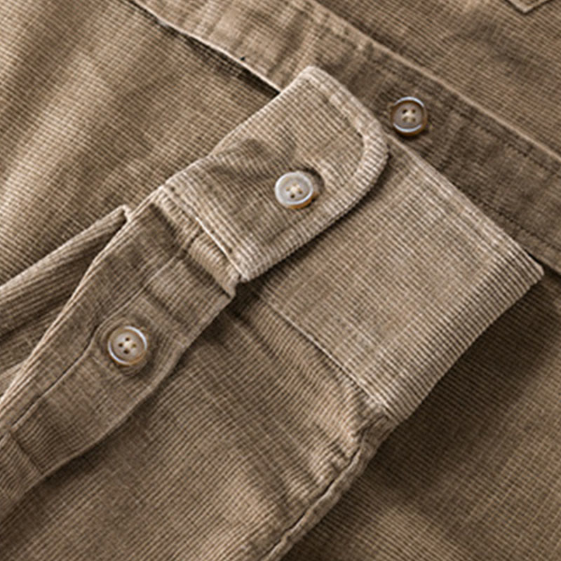 Buddha Stonesカジュアルコーデュロイ無地メンズ長袖コットン厚手ジャケット ポケット付き - image 12