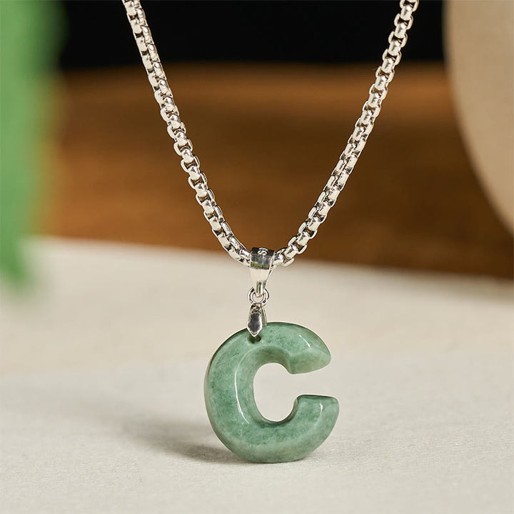 Buddha Stones天然AZ文字翡翠 チタン鋼 ワイドチェーン豊かさのネックレスペンダント - image 9