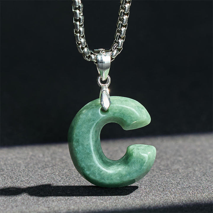 Buddha Stones天然AZ文字翡翠 チタン鋼 ワイドチェーン豊かさのネックレスペンダント - image 10