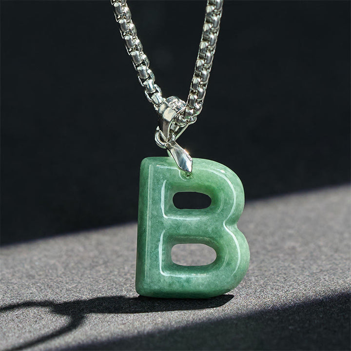 Buddha Stones天然AZ文字翡翠 チタン鋼 ワイドチェーン豊かさのネックレスペンダント - image 8