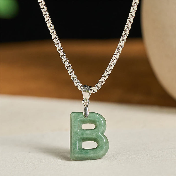 Buddha Stones天然AZ文字翡翠 チタン鋼 ワイドチェーン豊かさのネックレスペンダント - B - image 7
