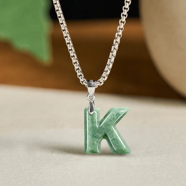 Buddha Stones天然AZ文字翡翠 チタン鋼 ワイドチェーン豊かさのネックレスペンダント - K - image 19