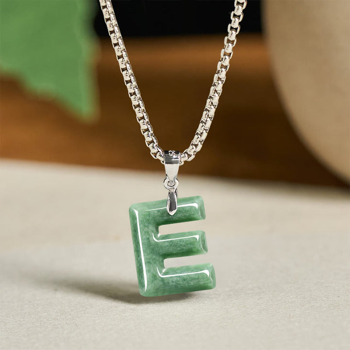 Buddha Stones天然AZ文字翡翠 チタン鋼 ワイドチェーン豊かさのネックレスペンダント - E - image 13