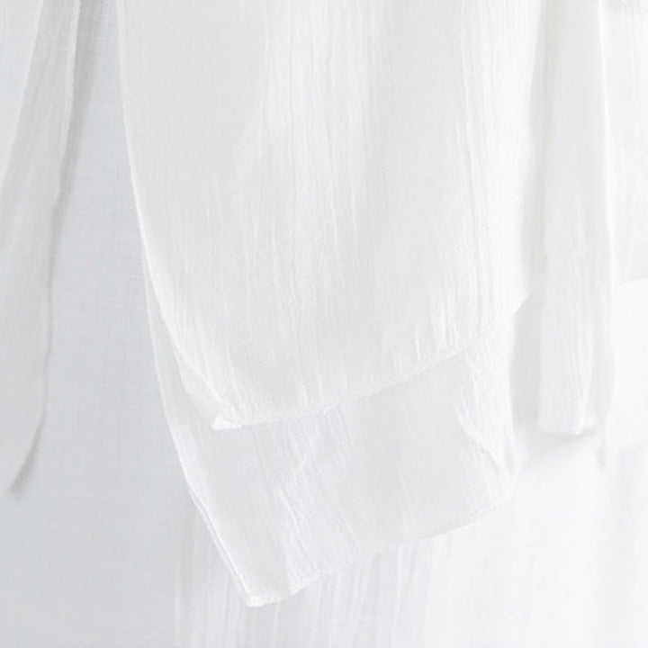 Buddha Stones 2点セット 無地 ホワイト カエルボタン 七分袖 シャツ ワイドレッグパンツ 瞑想 禅服 レディース セット - image 13