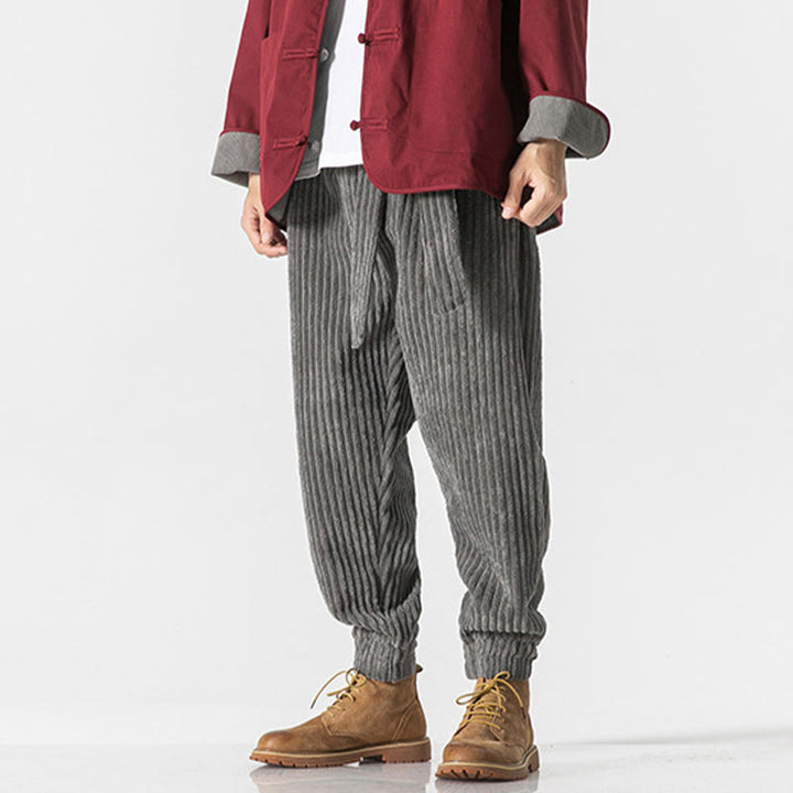 Buddha Stones冬用 無地 メンズ 足首丈 コーデュロイパンツ ポケット付き - image 5